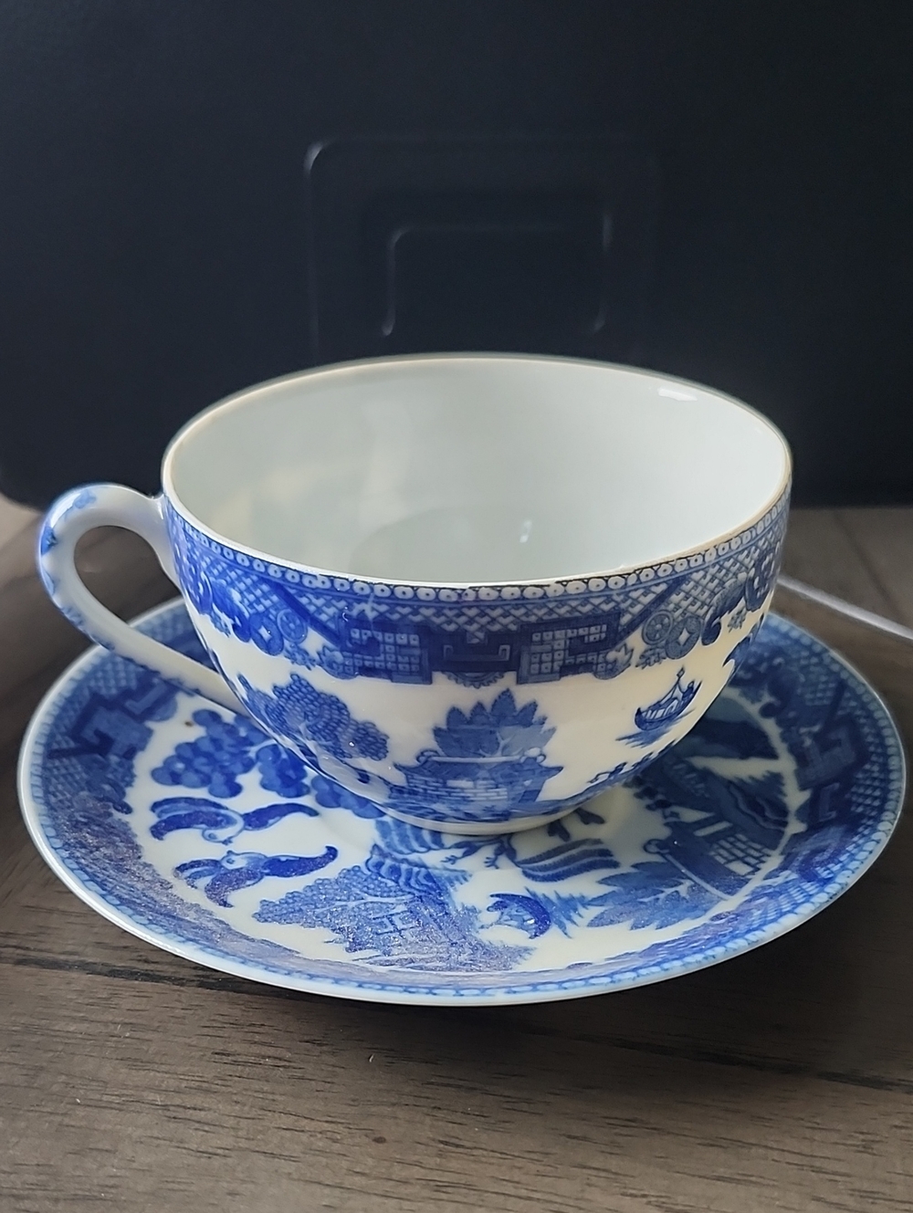 Blue And White Transferware Teacup And Saucer Made In Occupied Japan